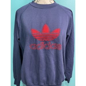 Adidas Women's Blue Sweater with Red Logo